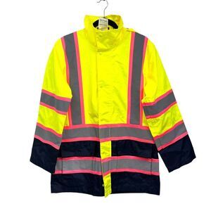 Utility Pro Womens Safety Hooded Jacket High Visibility‎ ANSI Class II Zip Sz XL